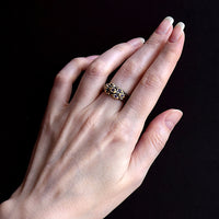 Purple Zircon Golden Flower Design Neo Gothic Ring for Women