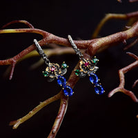 Blue Green Fuchsia Diamond Simulant Drop Earrings for Women