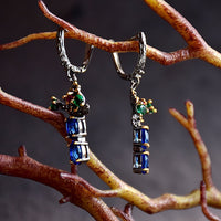 Blue Green Fuchsia Diamond Simulant Drop Earrings for Women