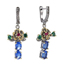 Blue Green Fuchsia Diamond Simulant Drop Earrings for Women