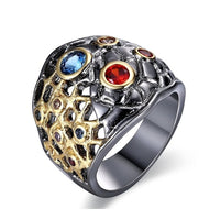 Red and Blue Diamond Simulant Half See Through Design Wedding Ring for Women