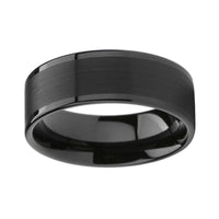 Black Brushed Tungsten Wedding Band Ring for Men