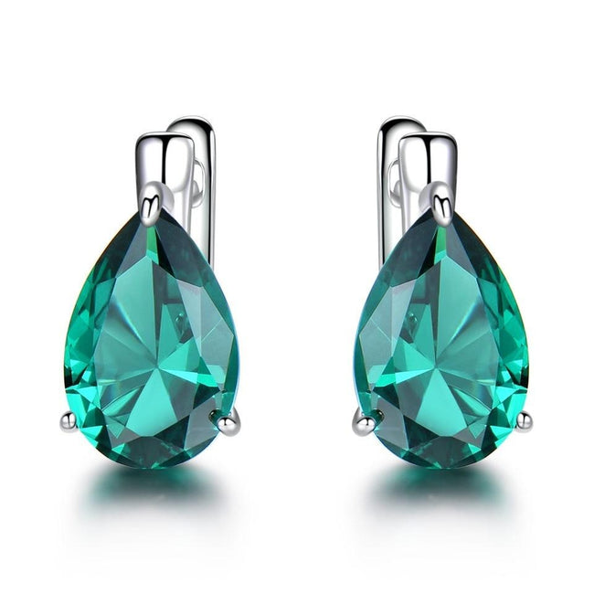 Emerald Simulant 925 Sterling Silver Clip On Earrings for Women