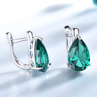 Emerald Simulant 925 Sterling Silver Clip On Earrings for Women