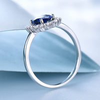 Oval Cut Sapphire Sterling Silver Engagement Ring