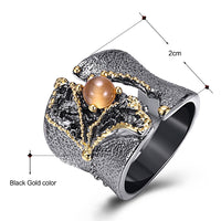 Brown Diamond Simulant Black Gold Color Fissure Ring for Women