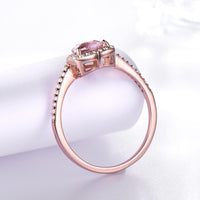 Rose Gold Heart Cut Morganite Wedding Ring for Women, 925 Sterling Silver Diamond Simulant Engagement Ring