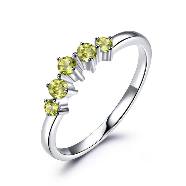 Peridot Gemstone Stackable Cluster 925 Sterling Silver Ring for Women