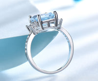 Rectangle Cut Topaz Sterling Silver Engagement Ring