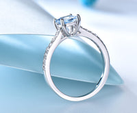Sky Blue Topaz Sterling Silver Wedding Ring, Diamond Simulant Engagement Ring