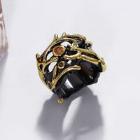 Unique Black Gold Color Cubic Zirconia Ring for Women