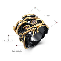 Unique Black Gold Color Cubic Zirconia Ring for Women