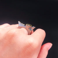 Unique Black Gold Color Green Cubic Zirconia Gothic Ring for Women