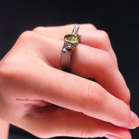 Unique Black Gold Color Green Cubic Zirconia Gothic Ring for Women