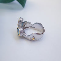 Infinity Colors Unique Wedding Ring for Women, Yellow Brown Blue Zircon Silver and Gold Plated Ring