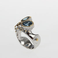 Infinity Colors Unique Wedding Ring for Women, Yellow Brown Blue Zircon Silver and Gold Plated Ring