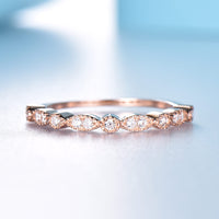 Cubic Zirconia Rose Gold Plated Milgrain Stackable Sterling Silver Promise Ring for Women