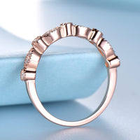 Cubic Zirconia Rose Gold Plated Milgrain Stackable Sterling Silver Promise Ring for Women