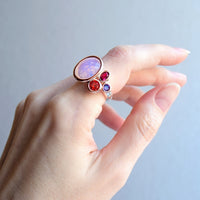 Pink Red Fuchsia and Purple Diamond Simulant Ring for Women