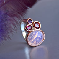 Pink Red Fuchsia and Purple Diamond Simulant Ring for Women