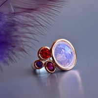 Pink Red Fuchsia and Purple Diamond Simulant Ring for Women