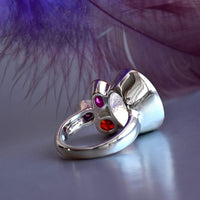 Pink Red Fuchsia and Purple Diamond Simulant Ring for Women