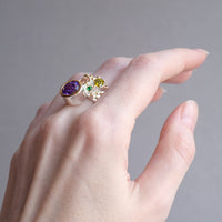 Infinity Colors Diamond Simulant Wedding Ring for Women, Purple Green Blue and Orange Zircon Ring