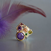 Infinity Colors Diamond Simulant Wedding Ring for Women, Purple Green Blue and Orange Zircon Ring