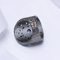 Infinity Stones White Pearls Black Gold Finish Ring for Women, Blue Red Green Diamond Simulant Gothic Ring