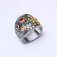 Red and Blue Diamond Simulant Half See Through Design Wedding Ring for Women
