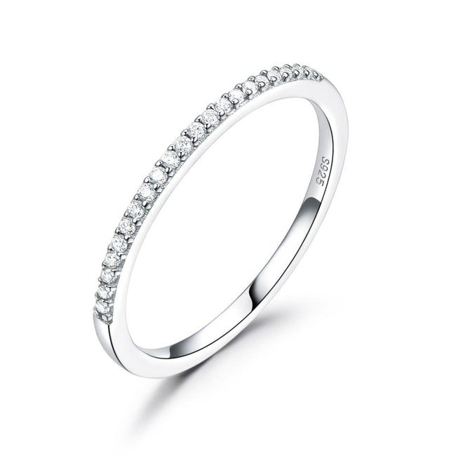 Cubic Zirconia Channel Set Stackable Sterling Silver Promise Ring for Women