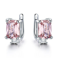 Radiant Cut Morganite 925 Sterling Silver Clip Earrings for Women