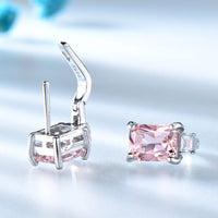 Radiant Cut Morganite 925 Sterling Silver Clip Earrings for Women