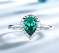Green Emerald 925 Sterling Silver Promise Ring for Women