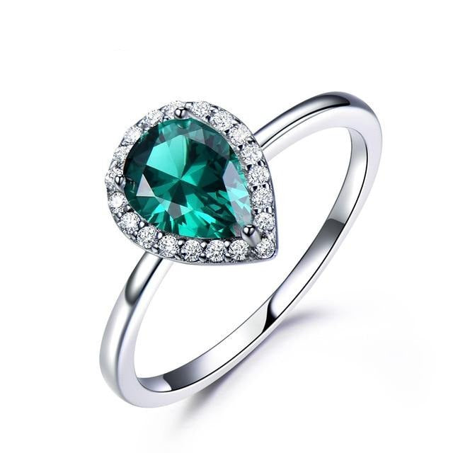 Green Emerald 925 Sterling Silver Promise Ring for Women