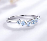 Blue Topaz Stackable Cluster 925 Sterling Silver Ring for Women
