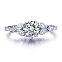 Round Cut Diamond Simulant Stackable Sterling Silver Engagement Ring for Women