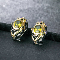 Olivine Purple Cubic Zirconia Gold Plated Gothic Earrings for Women