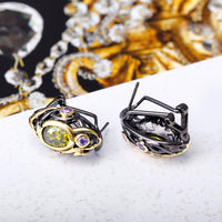 Olivine Purple Cubic Zirconia Gold Plated Gothic Earrings for Women