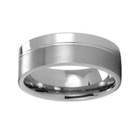 Silver Brushed Pip Cut Tungsten Wedding Band Ring for Men