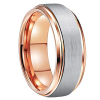 Rose Gold and Silver Matte Finish Tungsten Wedding Band Ring for Men and Women