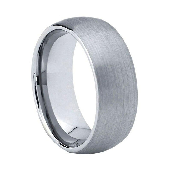 Silver Brushed Tungsten Wedding Band Ring for Men