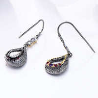 Black Gold Color Purple Fuchsia Diamond Simulant Gothic Drop Earrings for Women