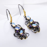 Blue Cubic Zirconia Opal Stone Dangle Earrings for Women