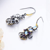 Blue Cubic Zirconia Opal Stone Dangle Earrings for Women