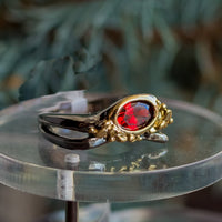 Geometric Red Zircon Ring for Women Gunplated Gold Color Engagement Ring