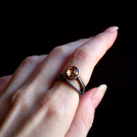 Topaz Zirconia Gunmetal Plated Gothic Solitaire Ring for Women