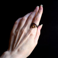 Topaz Zirconia Gunmetal Plated Gothic Solitaire Ring for Women