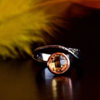 Topaz Zirconia Gunmetal Plated Gothic Solitaire Ring for Women