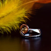 Topaz Zirconia Gunmetal Plated Gothic Solitaire Ring for Women